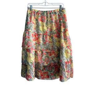 Notations‎ tiered ruffle floral skirt womens medium cottagecore peasant prairie